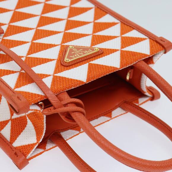PRADA Hand Bag Canvas Orange - Picture 6 of 13